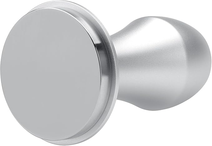 Normcore 58mm Coffee Tamper V4.1 with Click Sound Feedback, Spring Loaded Tamper With Flat Base, Compatible with 58mm Standard Baskets, Anodized Aluminum Handle, Silver