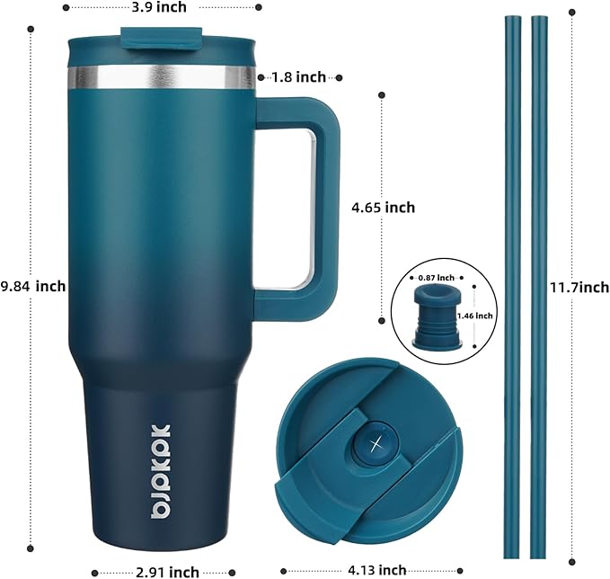 BJPKPK 40 oz Tumbler With Handle Insulated Tumblers With Lid And Straw Stainless Steel Thermal Cup,Indigo Black