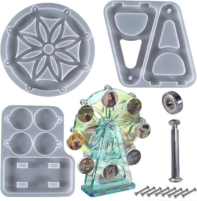Ferris Wheel Resin Mold Set - Silicone Mold for Resin, Cake Decorating, Coasters, Desktop Decoration