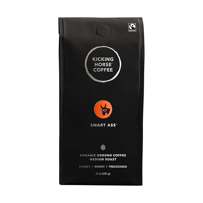 Kicking Horse Coffee, Smart Ass, Medium Roast, Ground,Certified Organic, Fairtrade, Kosher Coffee, 10 Ounce (Pack of 1)