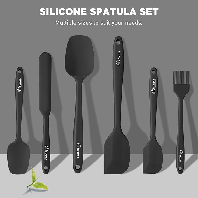 NileHome Silicone Spatula Set, 6 Pieces Food Grade Kitchen Utensils with Silicone Brush Heat Resistant BPA-free Rubber Spatula for Scraping, Baking, Cooking, Mixing