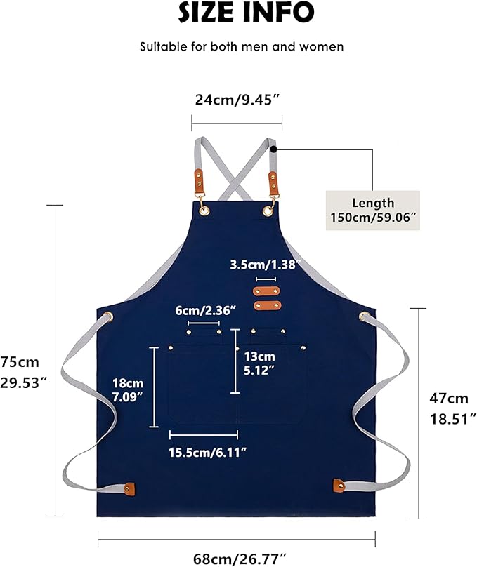 Lisianthus 2 Pack Adjustable Bib Aprons for Women with Pockets, Men's Kitchen Cooking Apron