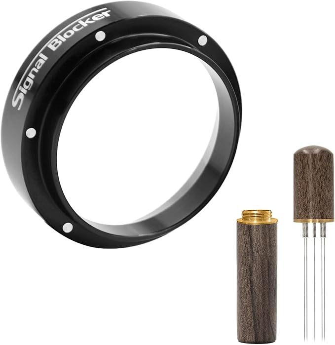 51mm Espresso Dosing Funnel: 51mm Portafilter Funnel Magnetic Coffee Dosing Ring Aluminium Metal | Espresso Machine Accessories Bundle Including Espresso WDT Tool