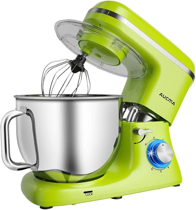 Aucma Stand Mixer,7.4QT Food Mixers, Kitchen Electric Mixer with Dough Hook, Wire Whip & Beater (Green, 7.4QT)