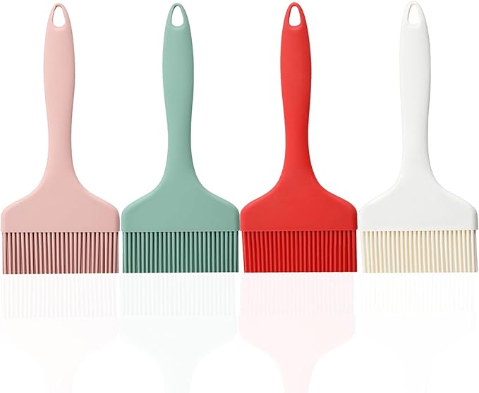 4PCS Silicone Pastry Brush, 8.2 in Heat Resistant Baking Silicon Brush, Food Brushes for Cooking, Perfect for Baking, Pastries, Grilling, Spreading Oil, BBQ Sauce, BPA Free, Dishwasher Safe