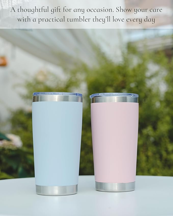 Travel Coffee Tumbler 20oz, 4 Pack Leakproof Travel Coffee Mug with Lid and Straw, Stainless Steel Double Wall Vacuum Insulated Tumbler for Hot/Iced Drinks (Textured Matte, Black)