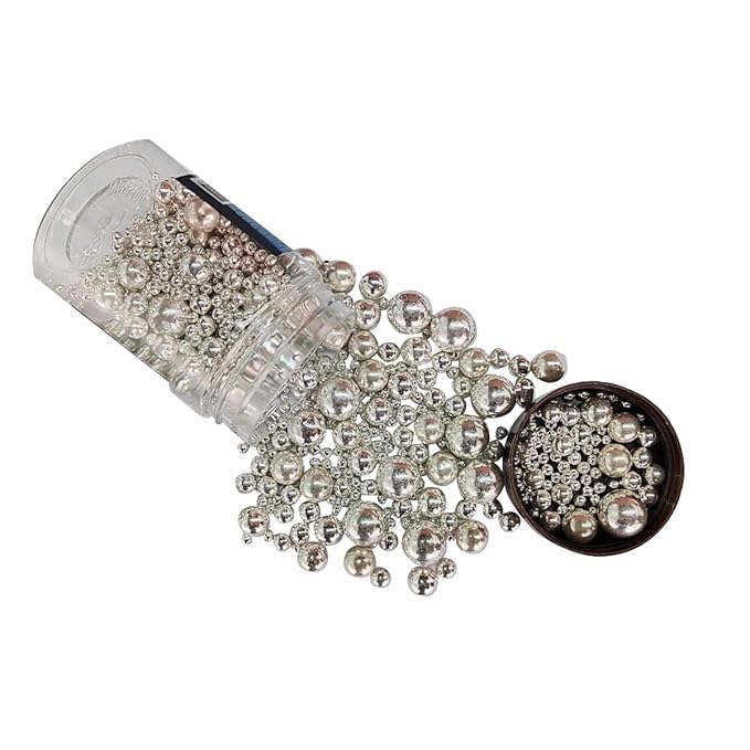 Edible Silver Sugar Pearls Candy Sprinkles 120G/ 4.23Ounce Baking Cake Sprinkles Cupcake and Cake Topper Cookie Decorations Wedding Party Valentines Halloween Christmas Supplies