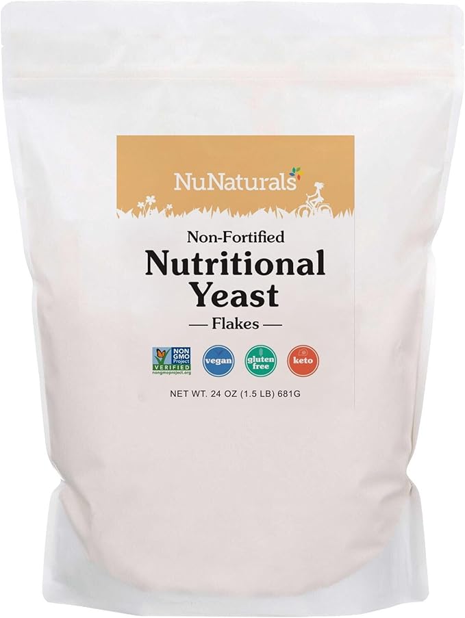 Nunaturals Non-Fortified Nutritional Yeast Flakes, Vegan, Vegetarian, 24 oz