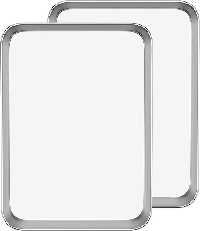 Baking Sheet Cookie Sheet Set of 2, Umite Chef Stainless Steel Baking Pans Tray Professional 12 inch, Non Toxic & Healthy, Mirror Finish & Rust Free, Easy Clean & Dishwasher Safe