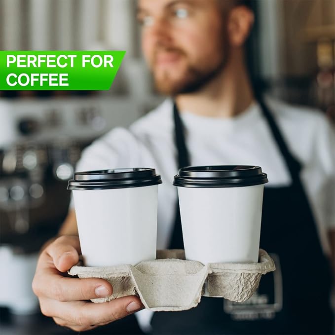Smygoods White Disposable Paper Coffee Cups with Lids (10 OZ, 25 Count) For Hot Beverages, Tea, Espresso, Cocoa - To Go Drink Containers, Café & Office