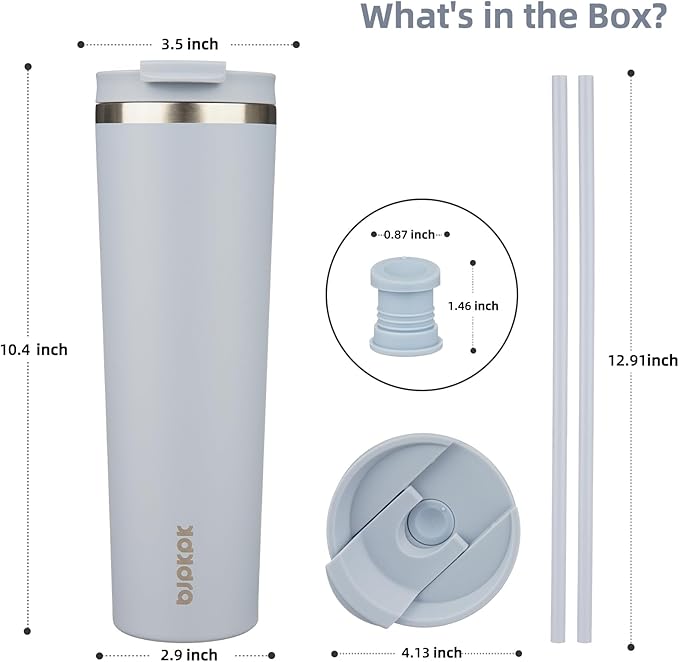 BJPKPK 34oz Stainless Steel Insulated Tumbler With lid And Straw Travel Coffee Thermal Tumblers Cup For Women And Men,Modern Blue