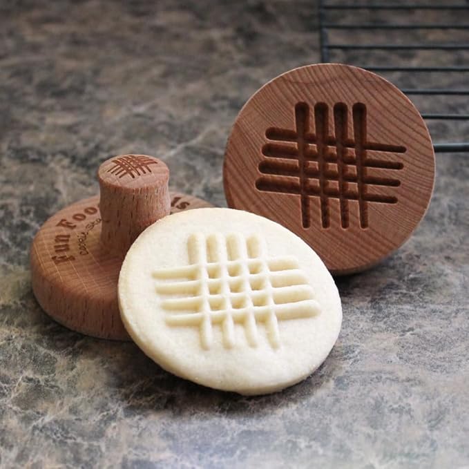 Wood Cookie Stamp, 2.5 Inch (Peanut Butter Cookie "Fork" CS-113)