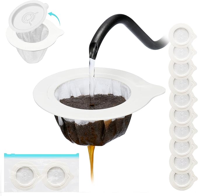 Portable Pour Over Coffee Dripper Reusable Coffee Filter Pour Over Coffee Maker for Camping Coffee, Travel Coffee Maker Single Serve Drip Coffee Filters (10, white)