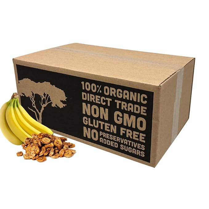 Mavuno Harvest Dried Banana Chips Fruit Snacks | Organic Dried Banana | Healthy Snacks for Kids & Adults | Unsweetened Banana Chips | Gluten Free Snack | Vegan, Non GMO, Direct Trade | Bulk 10 Pounds