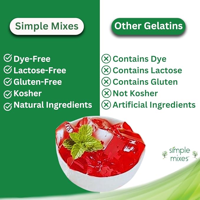 Simple Mixes Natural Gelatin Dessert, Orange, Healthy Snack, Dye-Free, No Gluten or Fat, Kosher, 3 Pack
