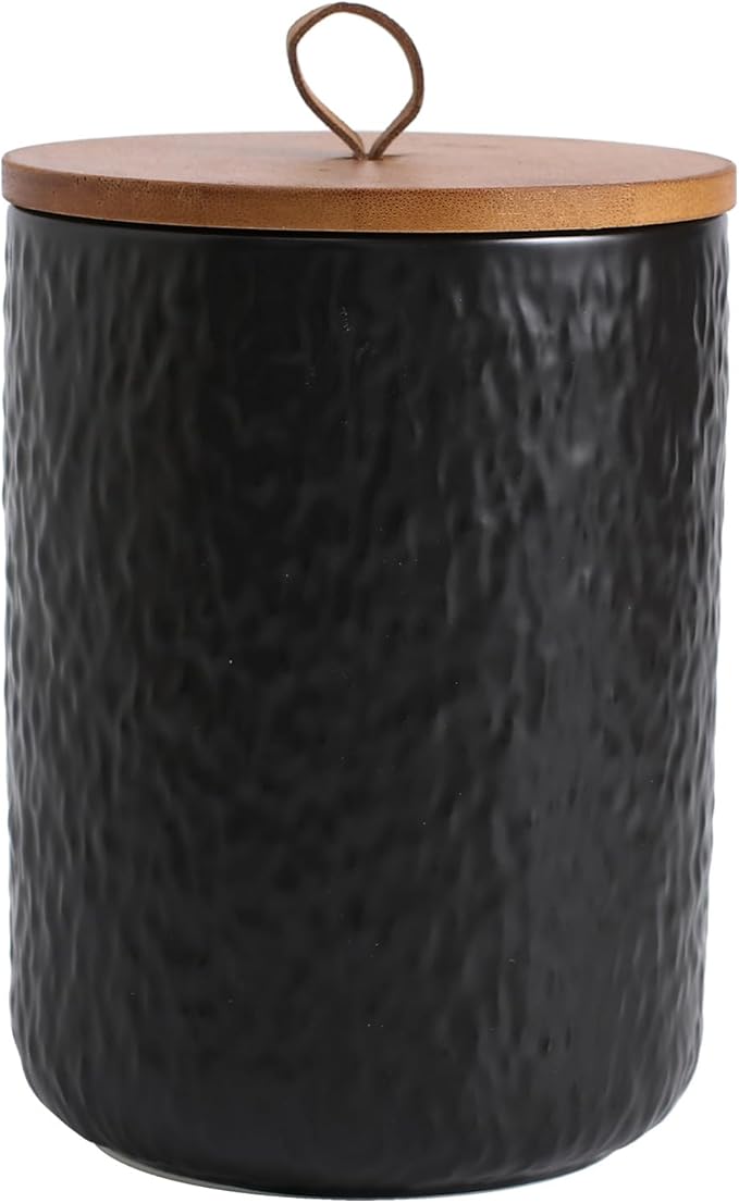 Kitchen Canisters for Countertop, Ceramic Coffee Canisters with Airtight Lids Food Storage Jars Sugar Container for Kitchen Counter Tea, Coffee Beans, Spice (#001Black-27oz/800ml)