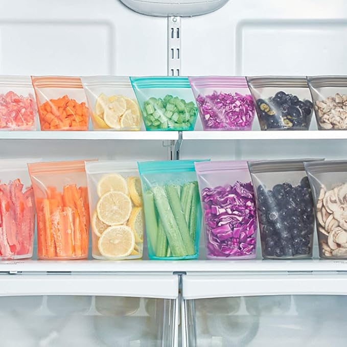 Zip Top Reusable Food Storage Bags | Short Cup [Gray] | Silicone Meal Prep Container | Microwave, Dishwasher and Freezer Safe | Made in the USA