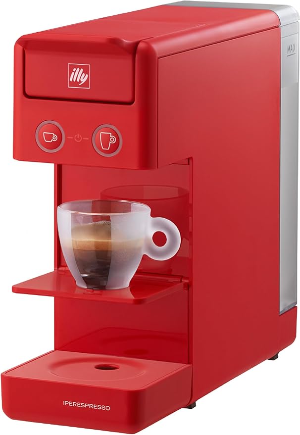 Illy Y3.3 Espresso Machine, Single Serve Coffee Machine for IperEspresso Capsules, Single Cup Espresso Maker (Red)