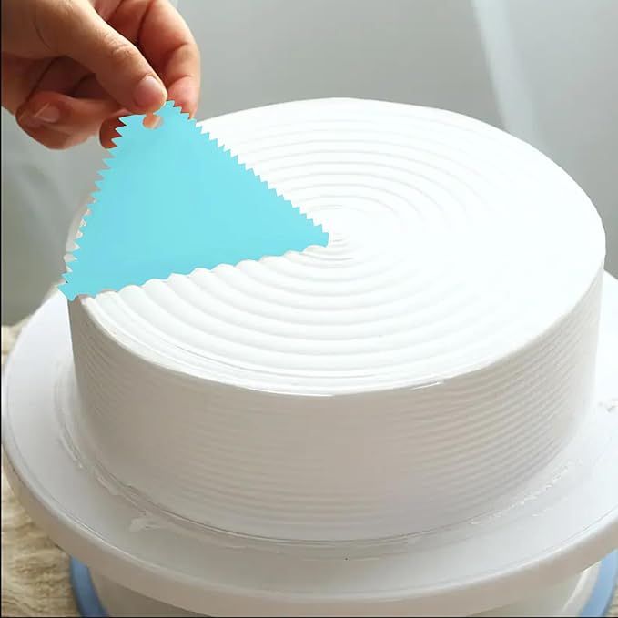 6pcs Cake Scraper Decorating Comb and Icing Smoother Reusable Bread Cream Pizza Cutter-Blue