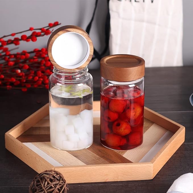 SAIOOL with Screw Cap (2-Units) kitchen jars, 580ML*2 Food Storage Canisters,Clear,Spice jars,Fermenting, Pickling, or DIY Decors and Projects, You Can even Use them for Freezing Desserts