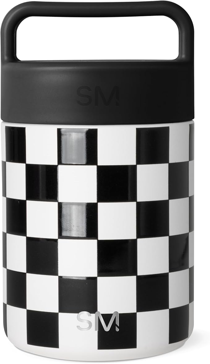 Simple Modern Food Jar for Hot Food | Stainless Steel Vacuum Insulated Leak Proof Lunch Storage for Smoothie Bowl, Soup, Oatmeal | Provision Collection | 12oz | Black and White Checkmate