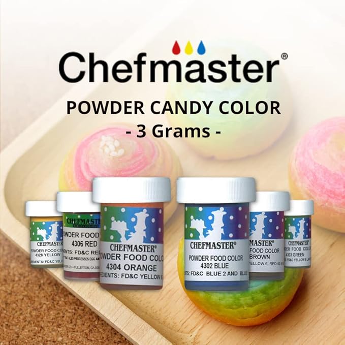 Chefmaster Red Dry Powder Candy Color | Vibrant Shades | Chocolate, Macarons, Fondant | Decorating | Professional-Grade Dye | Easy-to-Use | Manufactured in USA | 3 grams