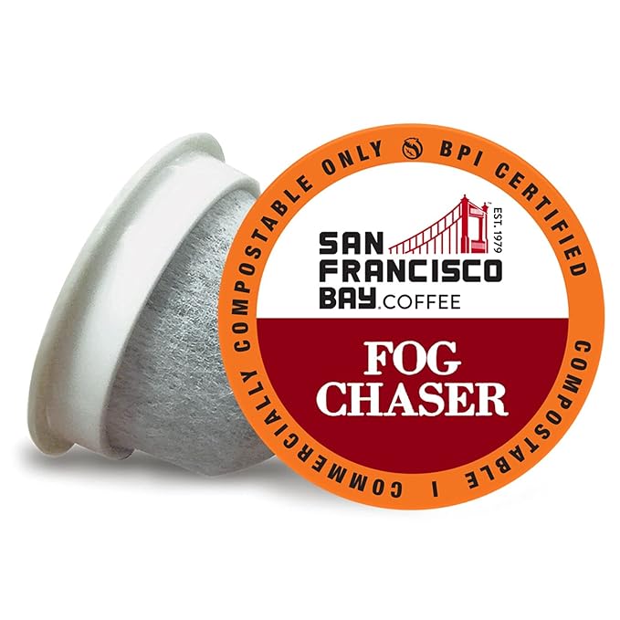 San Francisco Bay Coffee - Medium-Dark Roast - Fog Chaser (120 ct) - Single Serve Coffee Pods, Commercially Compostable, K Cup Compatible