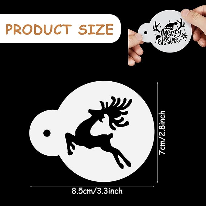 Marspark 30 Pieces Holiday Cookie Coffee Stencils Latte Art Halloween Thanksgiving Christmas Cookie Baking Stencils Templates Decoration for Cake Bread Decor, Reusable Sourdough Painting Mold Tools