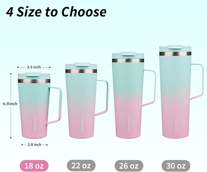 BJPKPK Insulated Tumbler with Handle, 18oz Insulated Tumblers with Lid and Straw, Stainless Steel Metal Water Bottles, Coffee Travel Mugs, Cups, Marshmallow