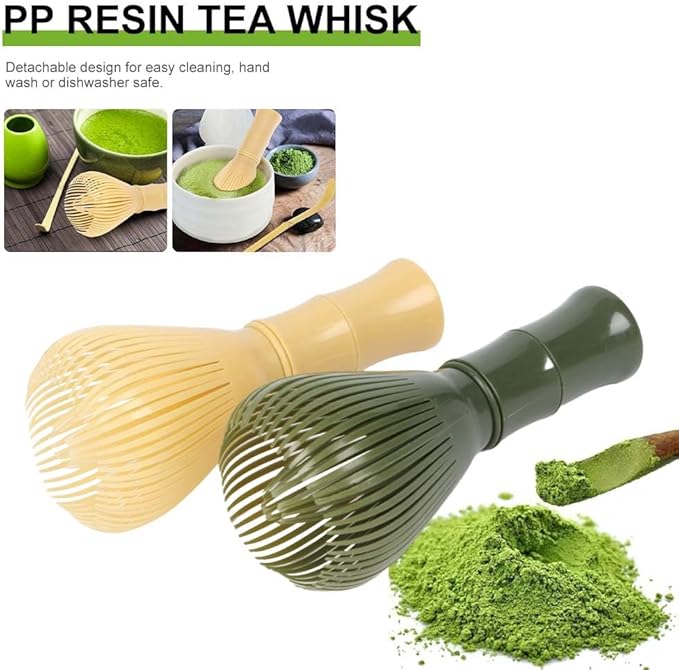Traditional Matcha Whisk Reusable PP Resin Matcha Whisk Chasen Dishwasher Safe Matcha Stirrer Matcha Green Tea Powder Preparation Prepare Japanese Matcha Tea (Yellow)