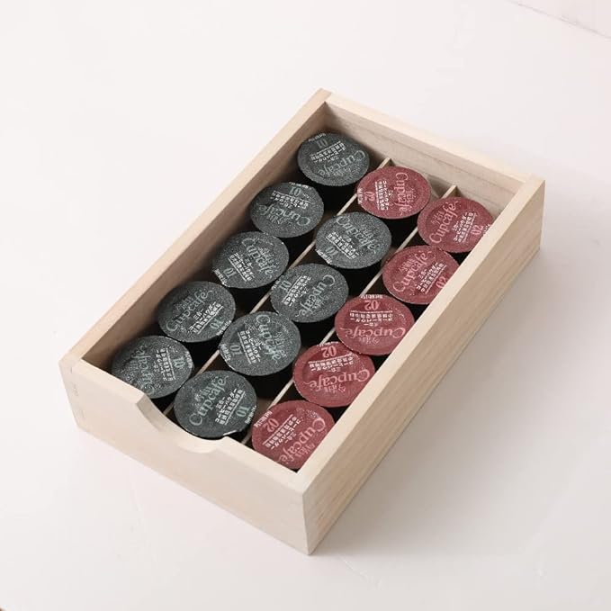 Wood Storage Drawers Organizer for Coffee Pod Holder- Kitchen Counter K Cup Drawer for Coffee Maker Stand Pod Capsule Storage Organization Coffee Accessories- Multi Purpose Desk Drawers 1D1C-WH
