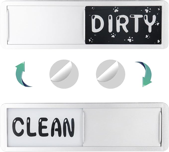 Dishwasher Magnet Clean Dirty Sign，Clean and Dirty Dishwasher Sign，Clean Dirty Magnet for Dishwasher，Dishwasher Clean Dirty Sign,Works for All Dishwashers，Dishwasher Accessories（Silver）