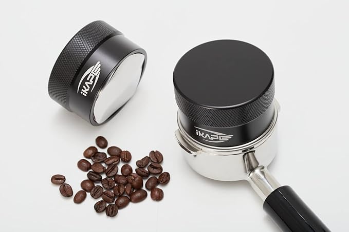 IKAPE Coffee Products, 58MM Coffee Distributor, Gravity Adaptive Espresso Distributor Fits All Over 58MM Espresso Portafilter, Compatible with 58.35MM Rancilio Bottomless Portafilter (Black)