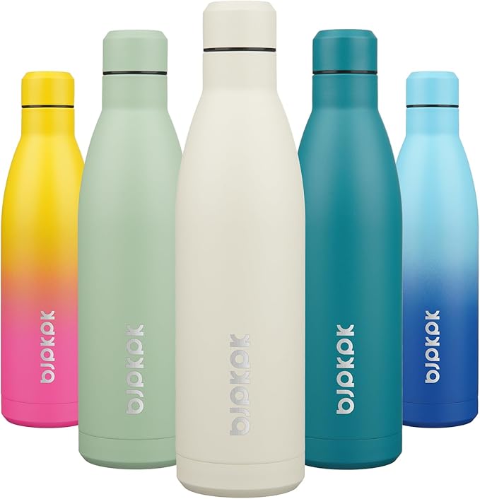 BJPKPK 25oz Insulated Water Bottle Double Wall Vacuum Insulated Stainless Steel Water Bottles for Spots Keep Cold and Hot,Beige