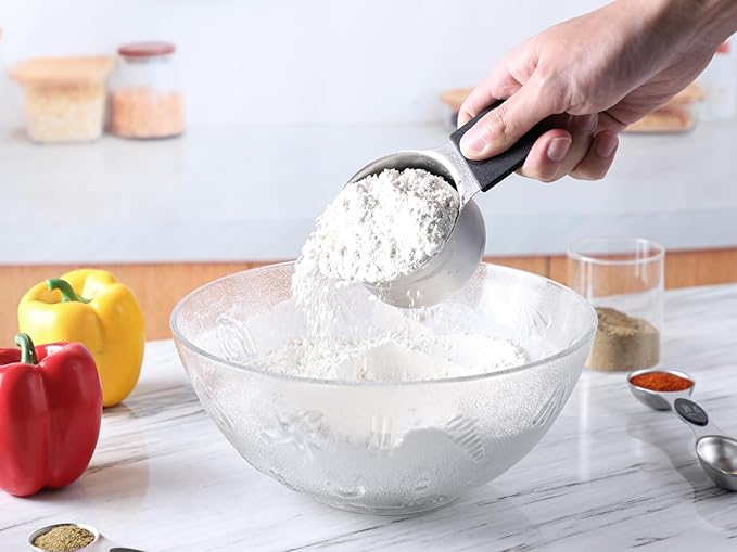 Measuring Cups and Spoons Set Including 8 Stainless Steel Magnetic Measuring Cups 8 Double Sided Magnetic Measuring Spoons with 1 Leveler for Dry and Liquid Ingredients