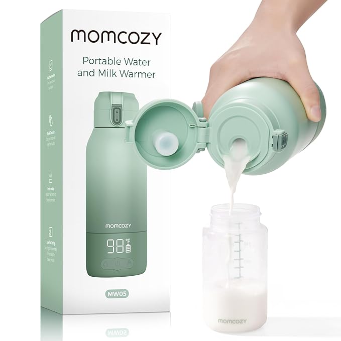 Momcozy Portable Milk Warmer for Travel – Dual Heating Modes for Breast Milk & Water, Portable Bottle Warmer with Fast Heating & Long Battery Life, 17 Ounces Large Capacity to Meet Your All-Day Needs