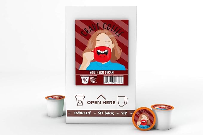 Crave Beverages Flavored Coffee Pods, Compatible with 2 K-Cup Brewers, Southern Pecan, 40 Count