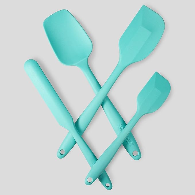 4 Piece Silicone Spatula Set, Flexible Heat Resistant Non-scratch Baking Cooking Rubber Spatulas with Stainless Steel Core, Aqua Sky