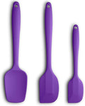 Silicone Spatula 3-piece Set, Ergonomic Handle High Heat-Resistant Spatulas, Non-stick Rubber Spatulas with Stainless Steel Core, Purple