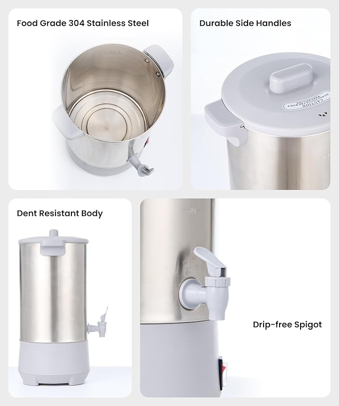 SYBO Commercial Grade Stainless Steel Percolate Coffee Maker Hot Water Urn for Catering, 30-Cup, 3.5L, Grey