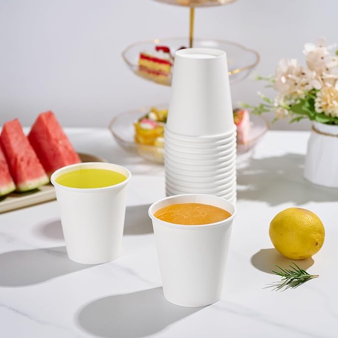 LITOPAK 270 Pack 10 oz Disposable Paper Coffee Cup, Drinking Cups for Water, White Paper Hot Coffee Cups, Suitable for Party, Picnic, Travel, and Events