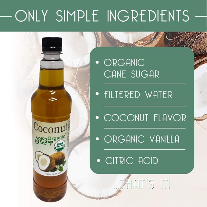 Joe’s Syrup Organic Flavored Syrup, Organic Coconut, 750 ml