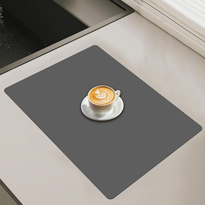 23.6"x15.7" Silicone Mats for Kitchen Counter, Non-Slip Heat Resistant Countertop Protector, Waterproof Silicone Craft Mat for Kitchen Island, Dark Gray