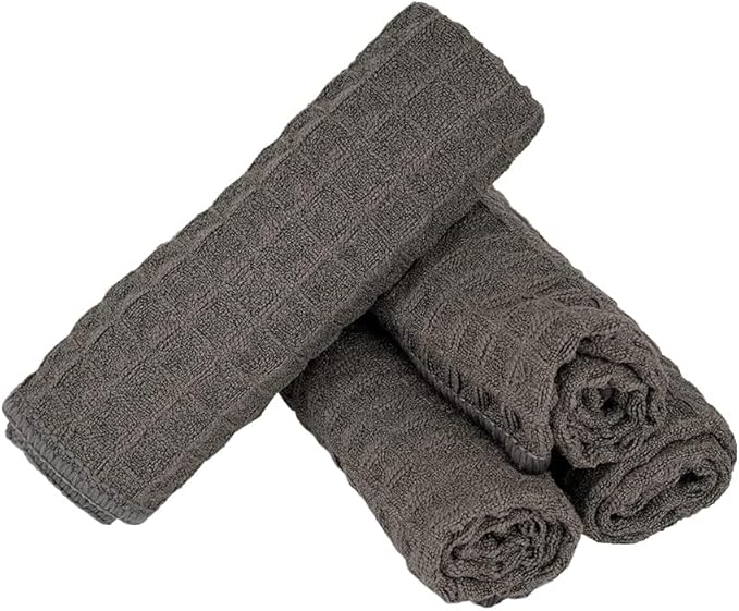 watchget Microfiber Cleaning Cloth,Barista Micro Cloth 4 Pack-Microfiber Barista Towels Espresso Towel Espresso Machine Cloths, Steam Wand Cloth, Kitchen Cleaning Cloth Waffle Weave Dark Grey(12"x12")