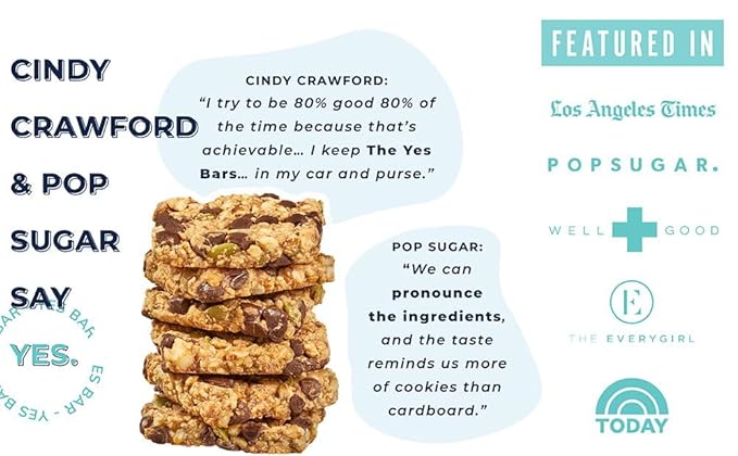 The YES Bar – Dark Chocolate Chip – Plant Based Protein, Decadent Snack Bar – Vegan, Paleo, Gluten Free, Dairy Free, Low Sugar, Healthy Snack, Breakfast, Low Carb, Keto Friendly (24 Count)