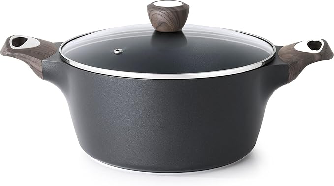 SENSARTE Nonstick Stock Pot with Lid, 2.6/4.5/6.6 QT Soup Pot Casserole Pot, Healthy Pasta Pot, Large Deep Cooking Pot, Big Sauce Pot Stew Pot, Induction Compatible, PFOA PFOS APEO Free, Black