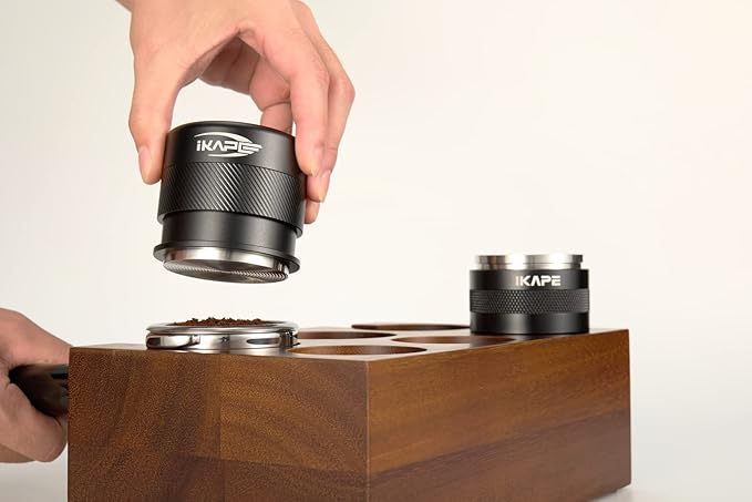 IKAPE Coffee Products, 51MM Espresso Tamper, Premium Barista Coffee Calibrated Tamper with Spring Loaded, 100% Stainless Steel Tamper Compatible with All 51MM Bottomless Portafilter (Black)