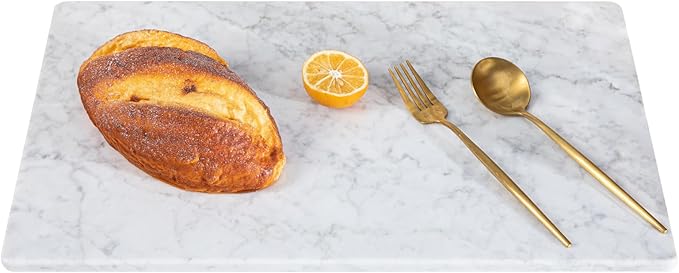 Natural Carrara White Marble Pastry and Cutting Board, 12x20x0.6 Inch, Heavy for Dough Chocolate, Pack of 1