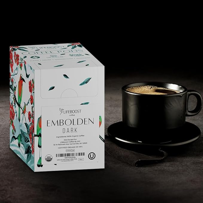 Lifeboost Dark Roast Low Acid Coffee K Cups - Single Origin Mold Free Non-GMO Organic Coffee Pods - Compatible with Keurig & Keurig 2 Machines - 42 Count