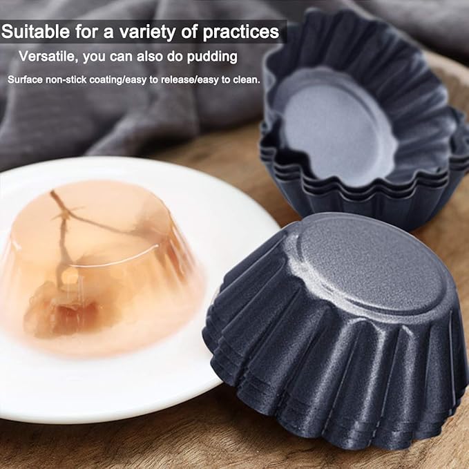 12 Packs Egg Tart Mold, Upgrade Bigger Size 3 x 0.9inch, Cupcake Cake Muffin Mold Tin Pan Baking Tool, Carbon Steel